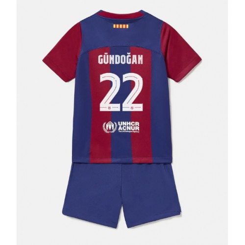 Maillot de foot Barcelona Ilkay Gundogan #22 Domicile enfant 2023-24 Manches Courte (+ pantalon court)